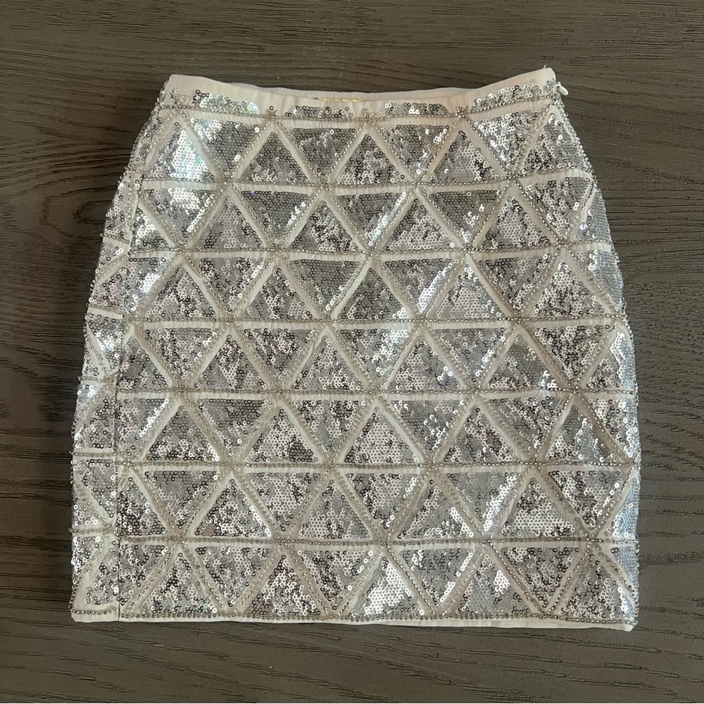 Silver Triangle Pattern Mini Pencil Skirt 0